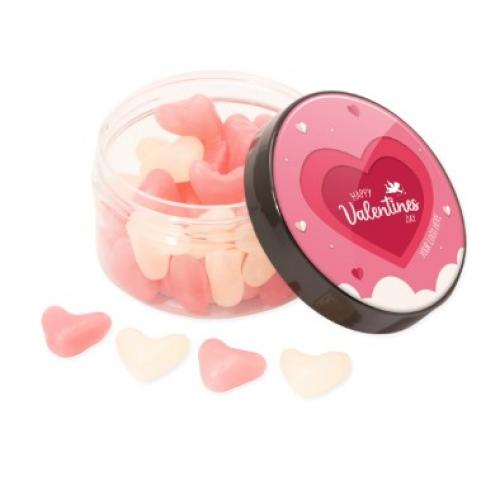 Valentines Screw Top Jar With White & Pink Jelly Hearts