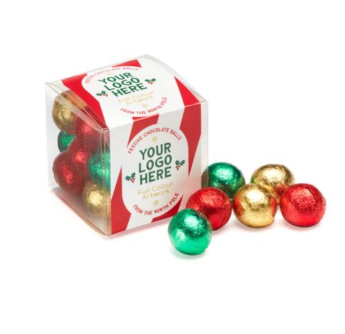 Christmas Clear Cube Solid Chocolate Balls Custom Logo