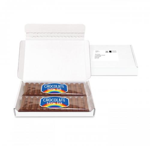 Letterbox Chocolate Gift Pack – Midi Postal Box - 12 Baton Bars - PAPER LABEL