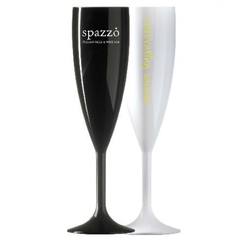 Printed Polycarbonate Prosecco Glasses Reusable (187ml/6.6oz) Black & White