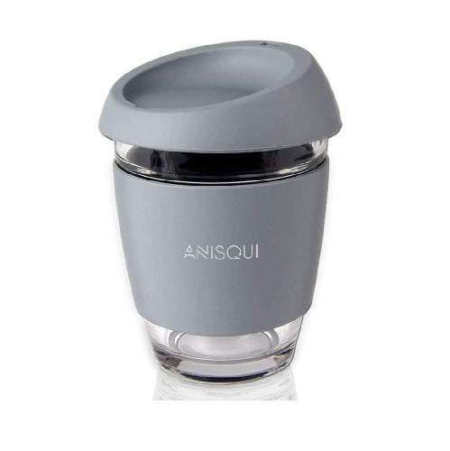 Printed Eco Glass Coffee Cups - Silicon Sleeve & Lids 12oz