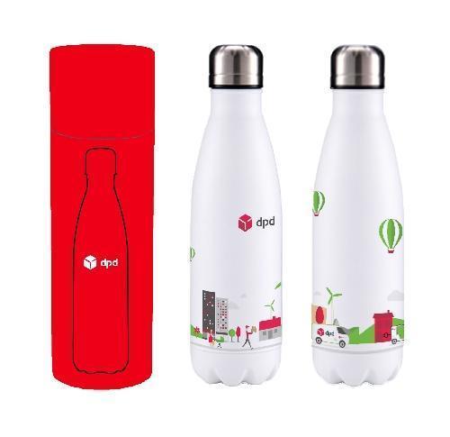 White Stainless Steel Insulated Bottle - Chilly / S'well Style Full Colour Wrap Available from 250 Units