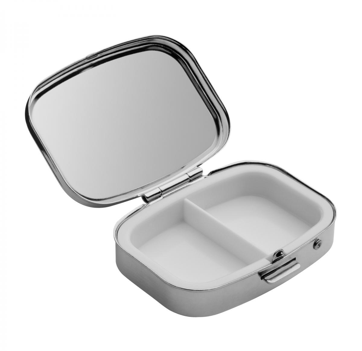 Twin Compartment Metal / Plastic Pill Container Custom Logo