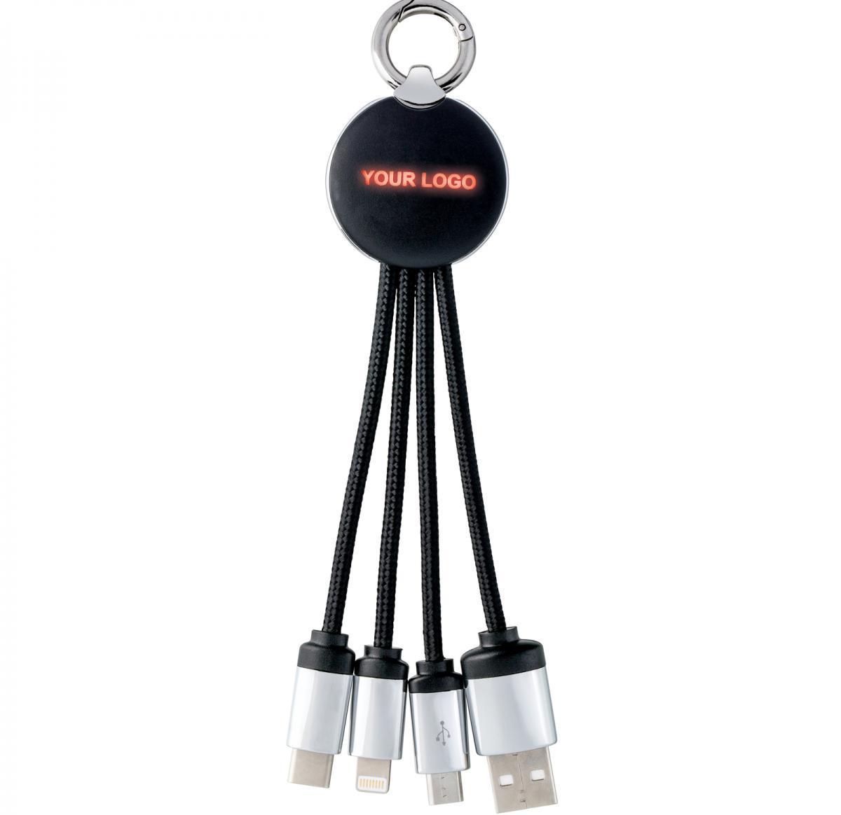 Light Up Charging Cable 3 In 1  - PUHALANI BLACK RED