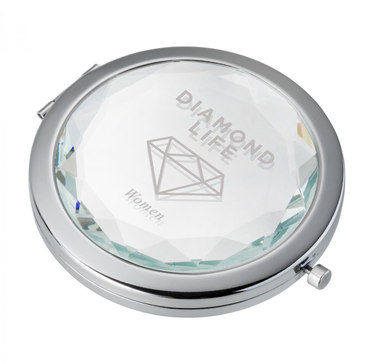 Branded Luxury Pocket Mirror Glass Lid Round - Velvet Pouch Bag