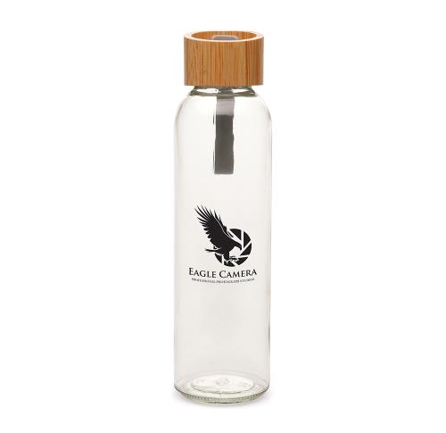 Custom Printed Glass Bamboo 450ml Drinks Water Bottles