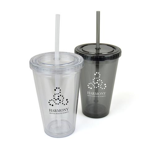 450ml Double Walled Plastic Tumbler Plastic Straw Cups