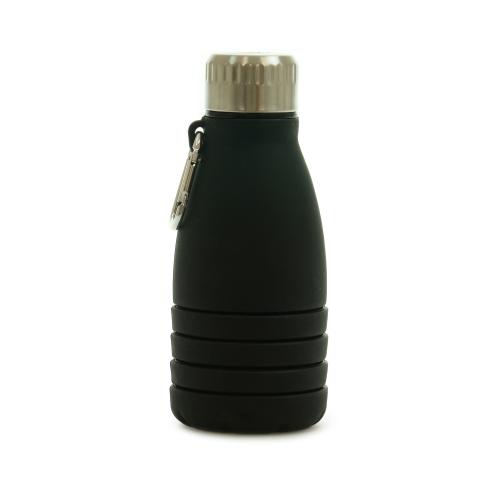 Custom Collapsible Black Silicone Bottle 550ml