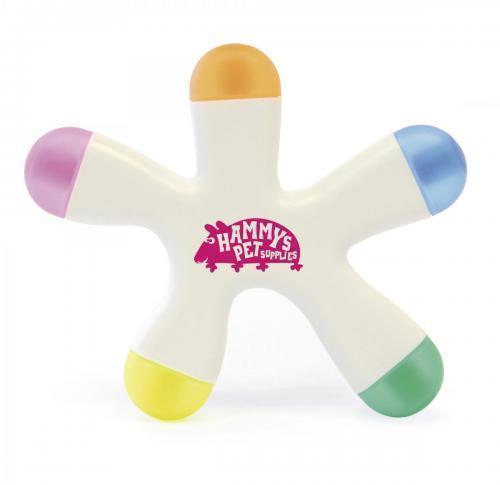 Splash Shaped Highlighter With 5 Coloured Highlighters
