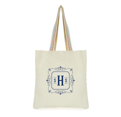 Printed Cotton Shopper Bags Long Handles 6oz Bowcast