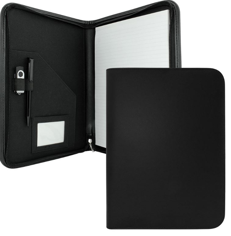 A4 Document Folder Organizer PU Leather Zipper Ring Binder Padfolio Conference Business Portfolio With Handle