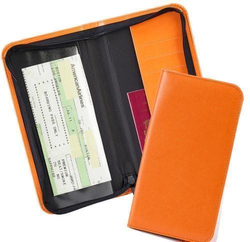 Zipped Travel Wallet with one clear pocket and one material pocket with card slots.in a choice of Belluno Colours