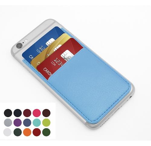 Promotional Belluno Coloured  PU Card Case With Three Card Slots, To Stick To Back Of Mobile Phone