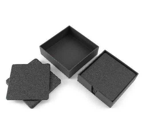 Black Porto Recycled Square Coaster Set Of Six