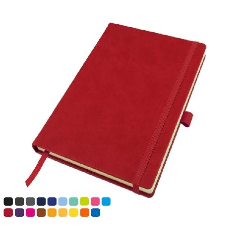 Recycled ELeather A5 Casebound Notebook With Elastic Strap & Pen Loop, Made In The UK In A Choice Of 8 Colours.