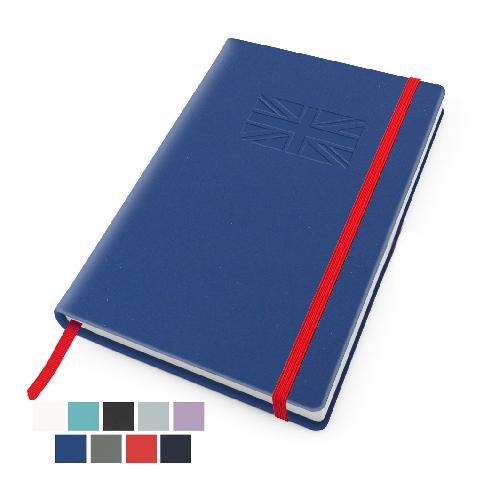 Branded Recycled A5 Casebound Notebook With Elastic Strap In 5 Colours RECYCOPLUS