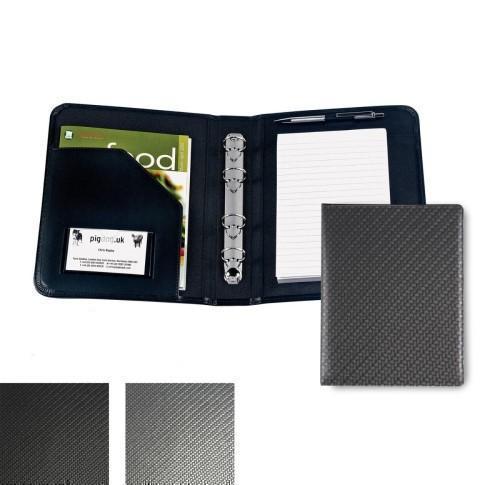 Carbon Fibre Effect PU A5 Ring Binders Branded Logo