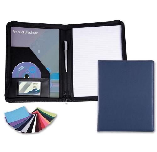 Zipped Conference Folder A4 - Faux Leather Black Custom Logo