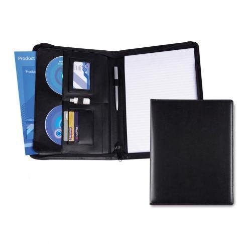 A4 Zipped Conference Folder - Faux Leather Black