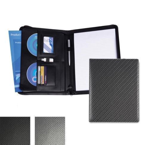 Carbon Fibre Effect PU A4 Deluxe Zipped Conference Folder