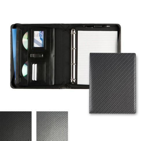 Carbon Fibre Effect A4 Deluxe Zipped Ring Binder