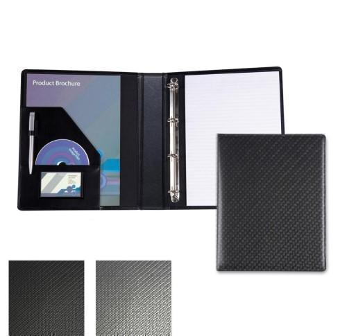 Carbon Fibre Effect PU A4 Ring Binders Custom Logo