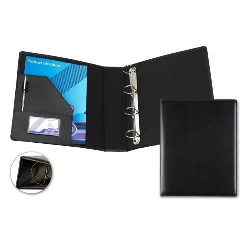 Black Belluno PU A4 Extra Wide Ring Binder