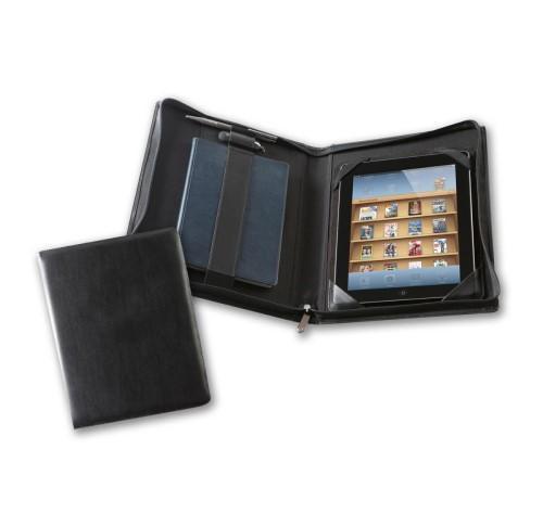 Black Belluno Deluxe Zipped iPad Case with Notebook Holder