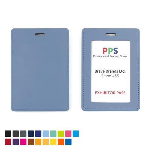 Portrait ID Card Holder for a Lanyard or Clip in a choice of 20 colours in vegan matt velvet Torino.