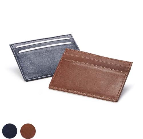  Accent Sandringham Nappa Leather Deluxe Slim Card Case, with accent stitching in a  choice of black, navy or brown.