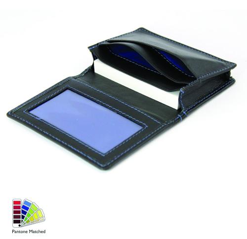 Sandringham Nappa Leather Business Card Holder with Travel or Oyster Card Window made to order in any Pantone Colour