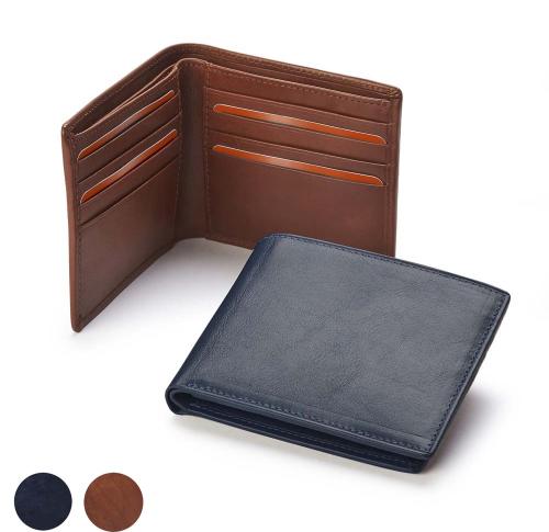  Accent Sandringham Nappa Leather Billfold Wallet, with accent stitching in a  choice of black, navy or brown.