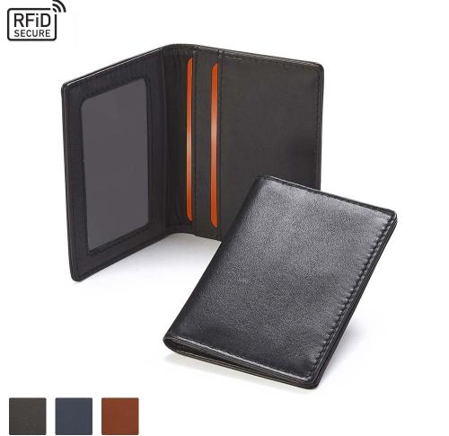  Accent Sandringham Nappa Leather Luxury Leather Card Case With RFID Protection Accent Stitching In A Choice Of Black Navy Or Brown