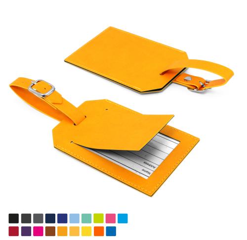 Rectangle Luggage Tag with Security Flap in Soft Touch Vegan Torino PU. 
