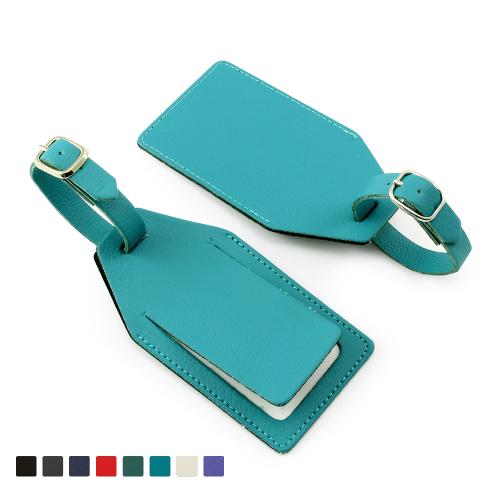 Custom Branded Recycled ELeather Rectangular Luggage Tag With Security Flap