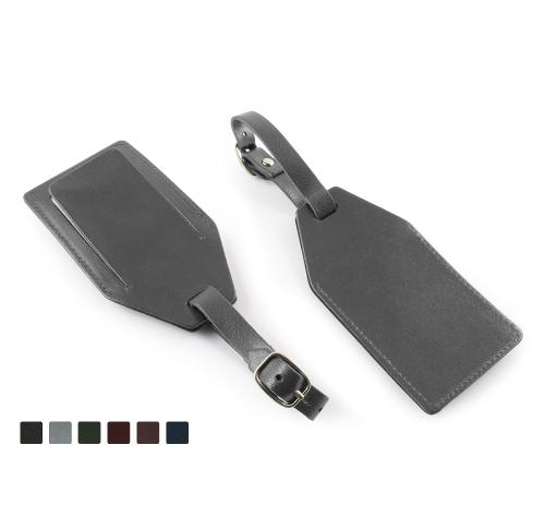 Hampton Leather Rectangular Luggage Tag with security flap, made in the UK in a choice of 5 colours.