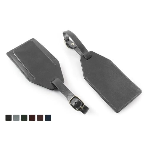Promotional Hampton Leather Rectangular Luggage Tag With Security Flap, Made In The UK In A Choice Of 5 Colours.