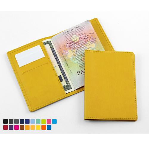 Promotional Branded Deluxe Passport Wallets In Soft Touch Vegan Torino PU. 