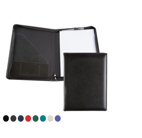 Zipped Conference Folder with co ordinating Leather Interior Pockets finished in Recycled Environmentally friendly Eleather, in a choice of 8 colours.