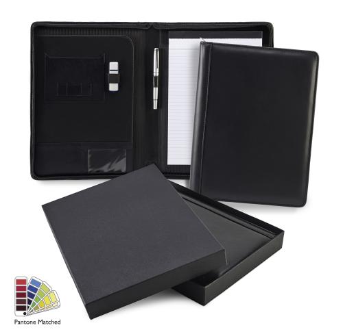 Sandringham Nappa Leather Zipped A4 Conference Pad Holder made to order in any Pantone Colour