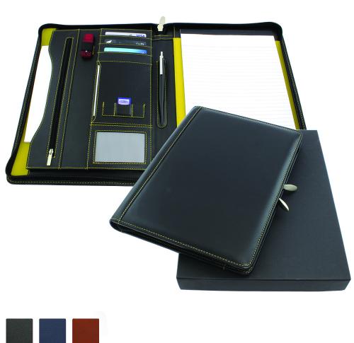 Accent Sandringham Nappa Leather Colours Deluxe Zipped A4 Conference Pad Holder