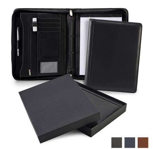 Accent Sandringham Nappa Leather Colours Deluxe A4 Zipped Ring Binder