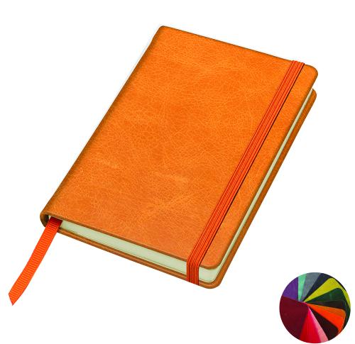 Coloured Kensington Distressed Leather Pocket Casebound Notebook with Elastic Strap
