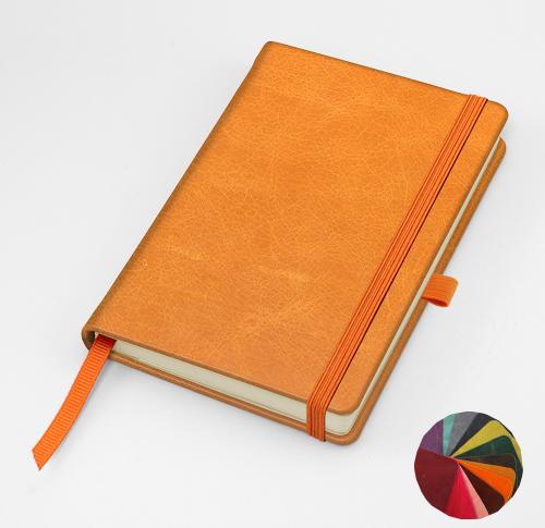 Coloured Kensington Distressed Leather Pocket Casebound Notebook with Elastic Strap & Pen Loop