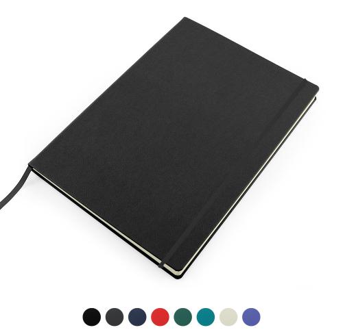 Recycled ELeather A4 Casebound Notebook with Elastic Strap, made in the UK in a choice of 8 colours.