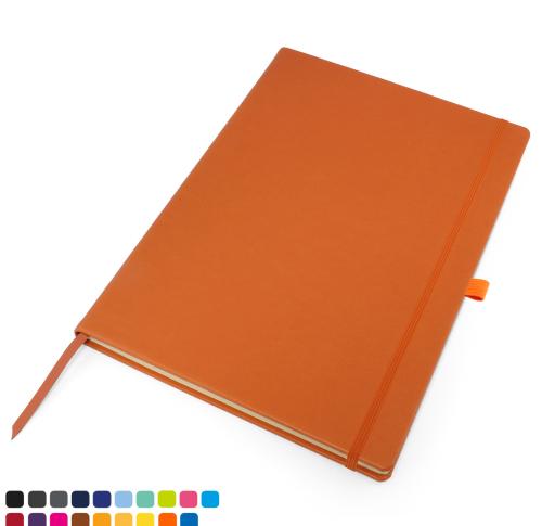 Torino Vegan Soft Touch A4 Casebound Notebook with Elastic Strap & Pen Loop