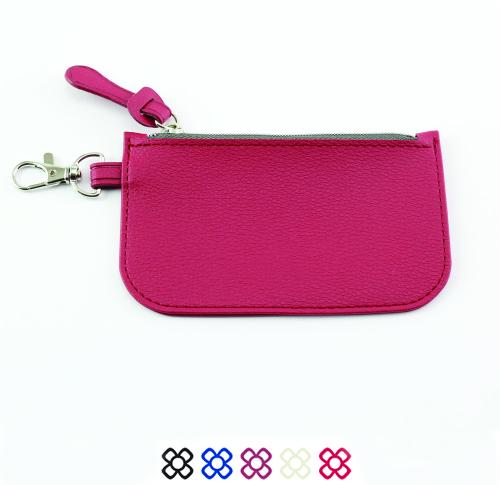 Mini Zipped Pouch with Bag Clip in Recycled Como Vegan PU.