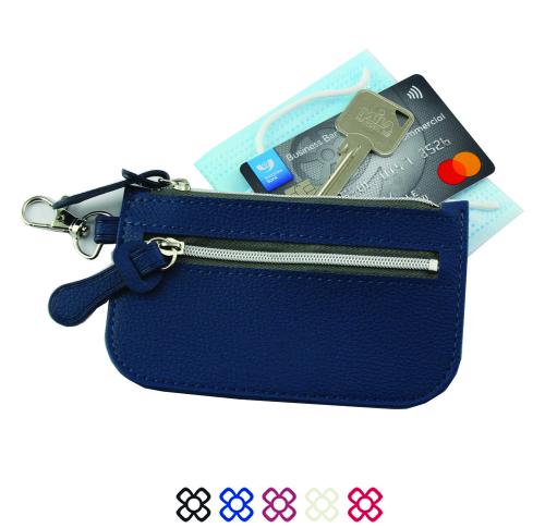 Mini Zipped Pouch with Side Zip & Bag Clip in Recycled Como Vegan PU.