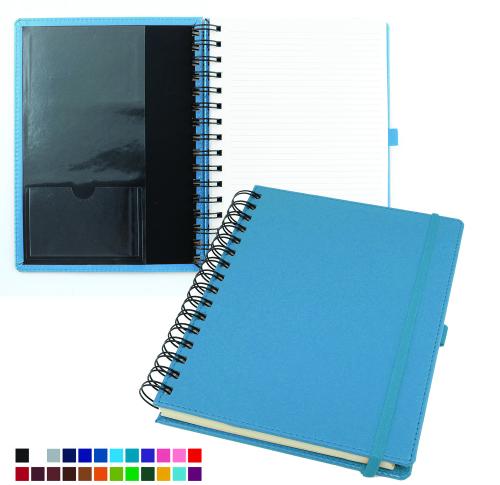 Deluxe A5 Wiro Notebook with Elastic Strap & Pen Loop in Belluno vegan leather look PU. 