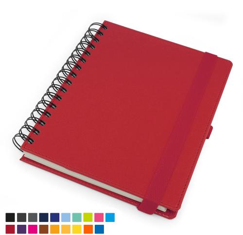 Deluxe A5 Wiro Notebook with Elastic Strap & Pen Loop in Torino matt velvet touch vegan PU. 
